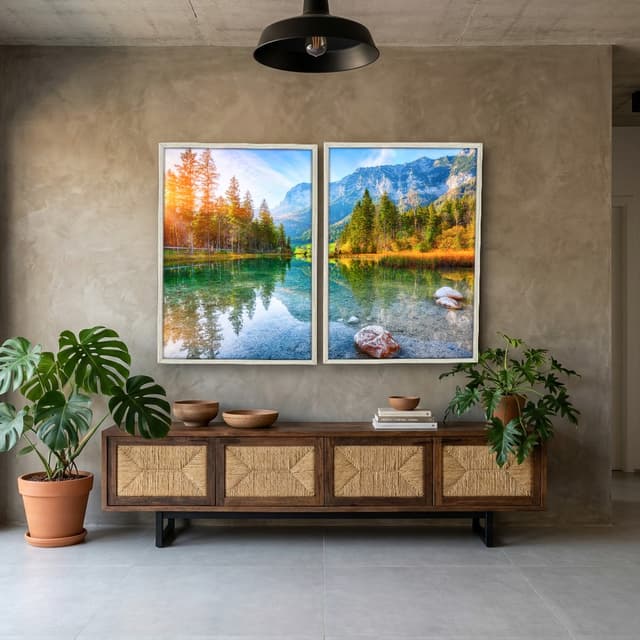 Kit Quadros Decorativos Lago E Montanha